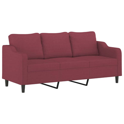 2 pcs conjunto de sofás com almofadas tecido vermelho-tinto