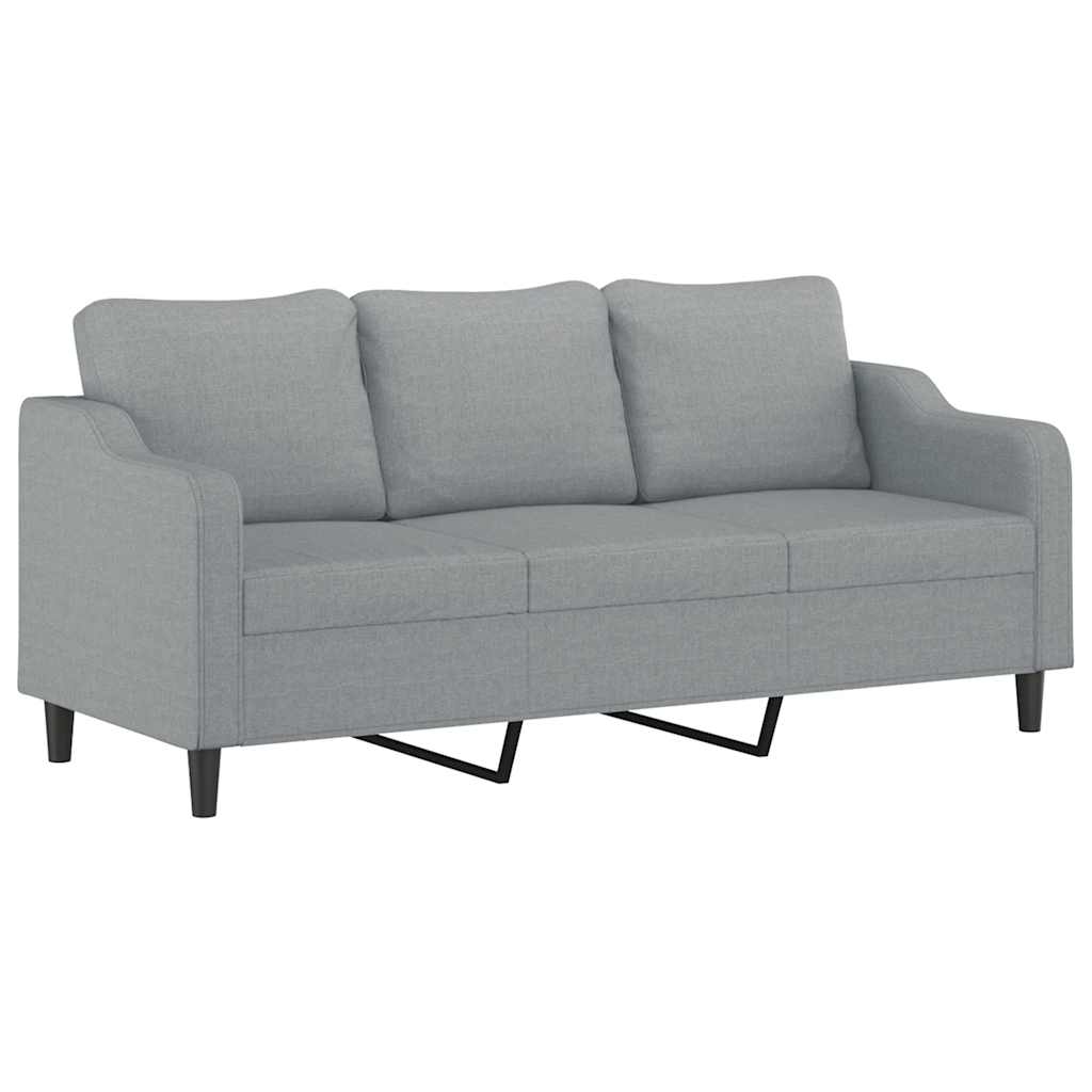 3 pcs conjunto de sofás com almofadas tecido cinzento-claro