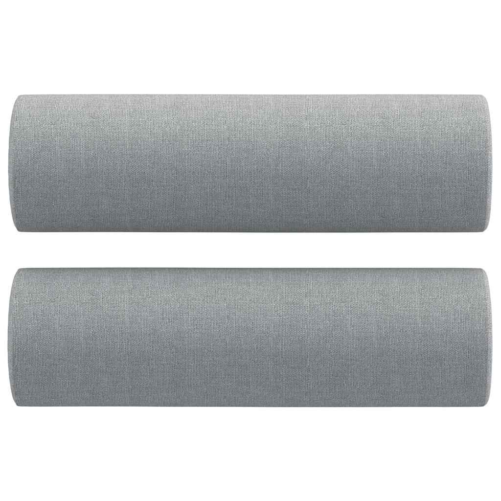 3 pcs conjunto de sofás com almofadas tecido cinzento-claro