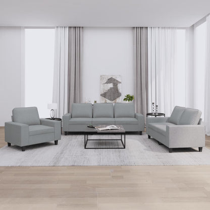 3 pcs light grey fabric sofa set