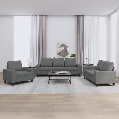 3 pcs conjunto de sofás tecido cinzento-escuro
