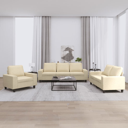 3 pcs cream color fabric sofa set