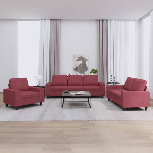 3 pcs sofa set red-indigo fabric