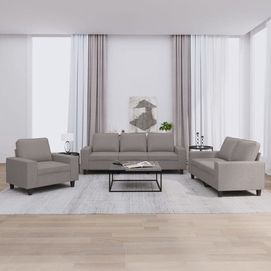 3 pcs sofa set grey-brown fabric