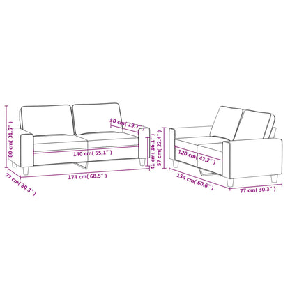 2 pcs conjunto de sofás tecido cinzento-escuro