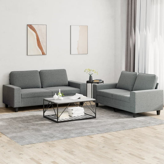 2 pcs dark grey fabric sofa set