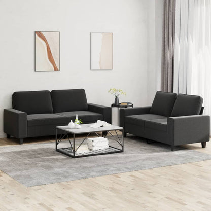 2 pcs conjunto de sofás tecido preto