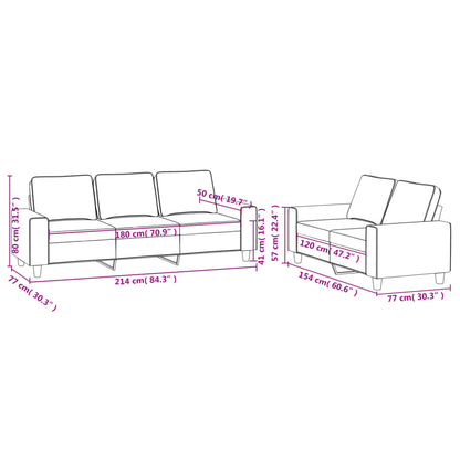 2 pcs conjunto de sofás tecido cinzento-claro