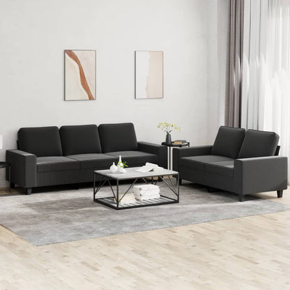 2 pcs black fabric sofa set