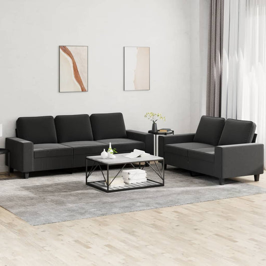 2 pcs black fabric sofa set