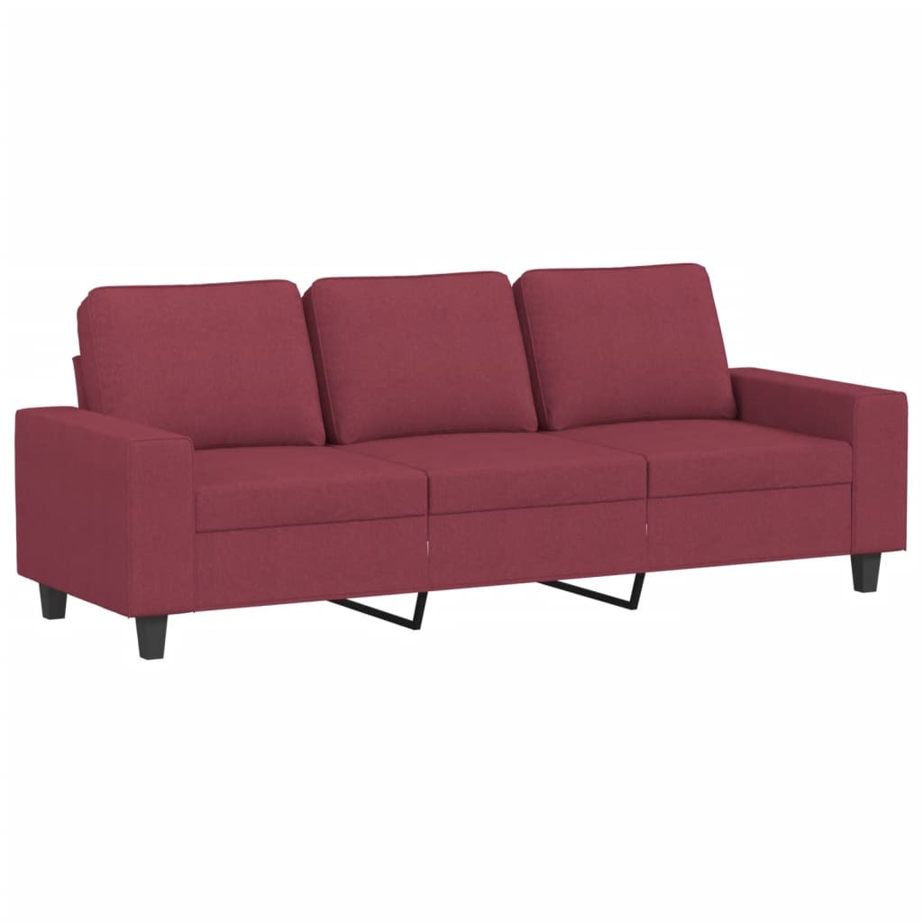 3 pcs conjunto de sofás tecido vermelho-tinto