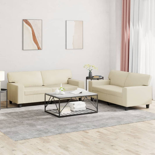 2 pcs sofa set artificial leather cream color
