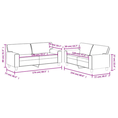 2 pcs conjunto de sofás couro artificial cinzento