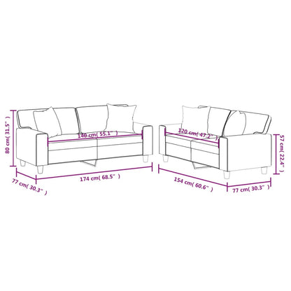 2 pcs conjunto de sofás com almofadas couro artificial creme