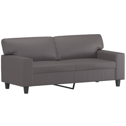 2 pcs conjunto de sofás com almofadas couro artificial cinzento