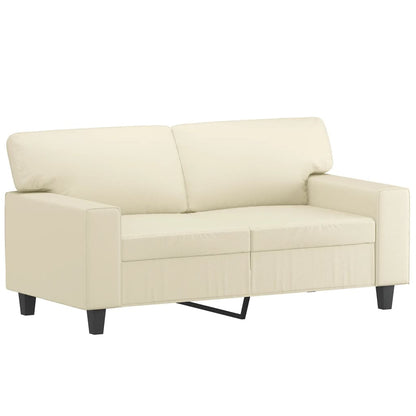 3 pcs conjunto de sofás com almofadas couro artificial creme