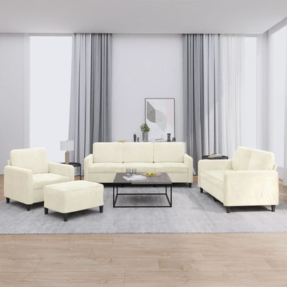 4 pcs conjunto de sofás veludo cor creme
