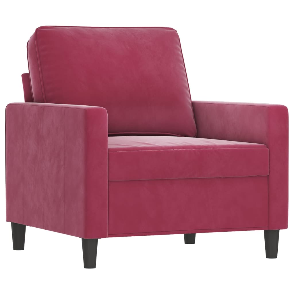 3 pcs sofa set with red velvet cushions