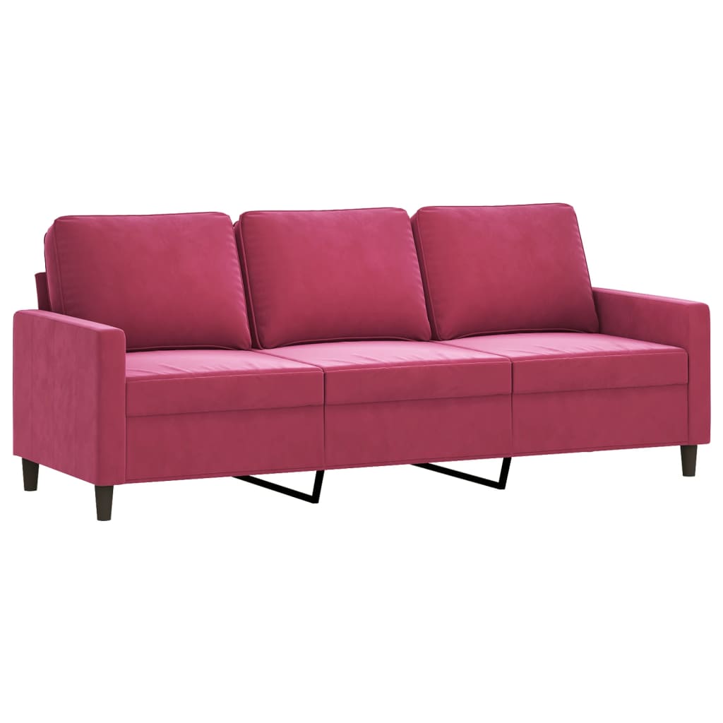 3 pcs sofa set with red velvet cushions