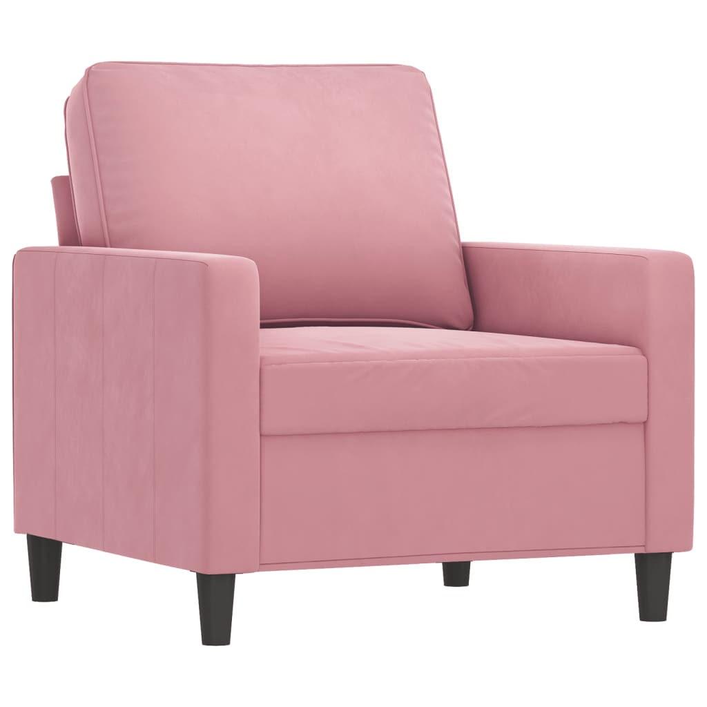 4 pcs conjunto de sofás com almofadas veludo rosa