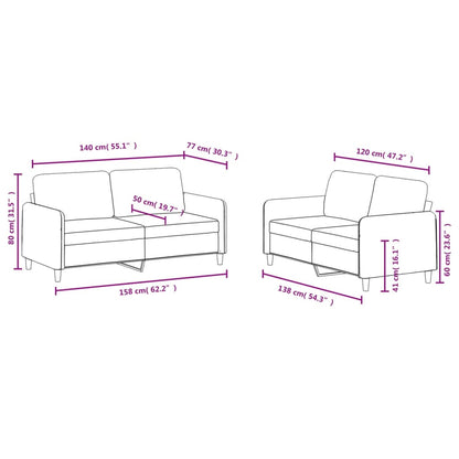 2 pcs conjunto de sofás veludo cinzento-escuro