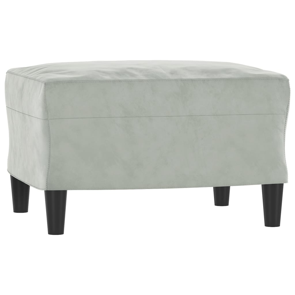 3 pcs conjunto de sofás veludo cinzento-claro