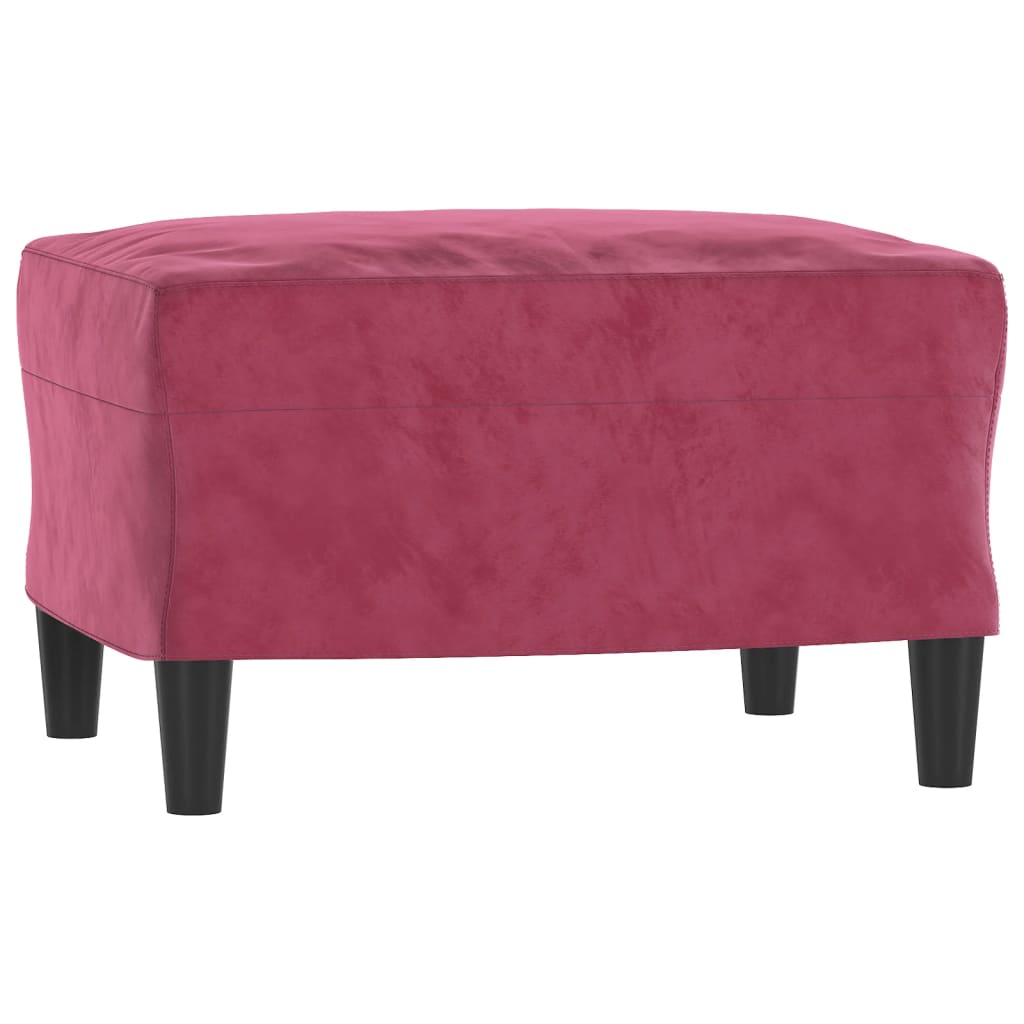 3 pcs conjunto de sofás veludo vermelho-tinto