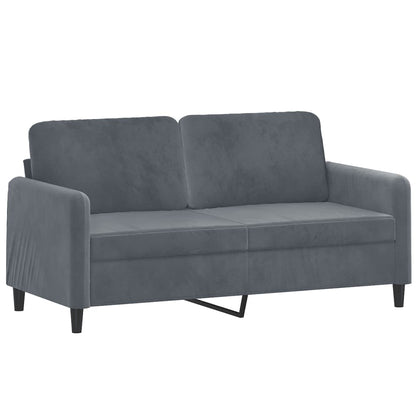 2 pcs conjunto de sofás com almofadas veludo cinzento-escuro