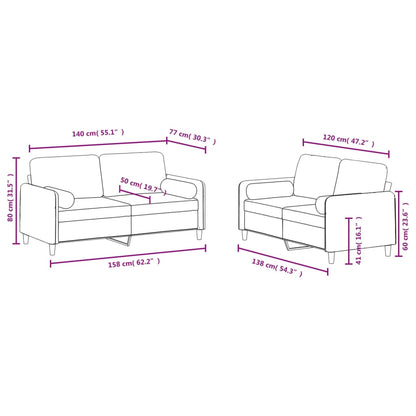 2 pcs conjunto de sofás com almofadas veludo preto