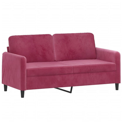 3 pcs conjunto de sofás com almofadas veludo vermelho-tinto