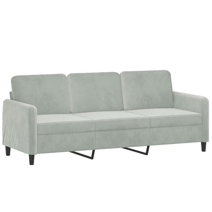 2 pcs conjunto de sofás com almofadas veludo cinzento-claro