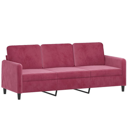 2 pcs conjunto de sofás com almofadas veludo vermelho-tinto