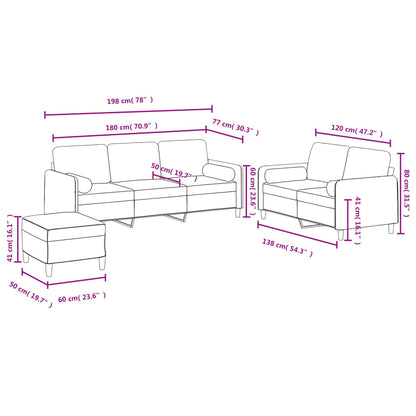 3 pcs conjunto de sofás com almofadas veludo rosa