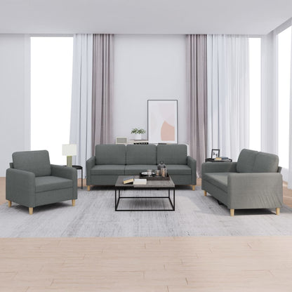 3 pcs sofa set with cushions dark grey fabric