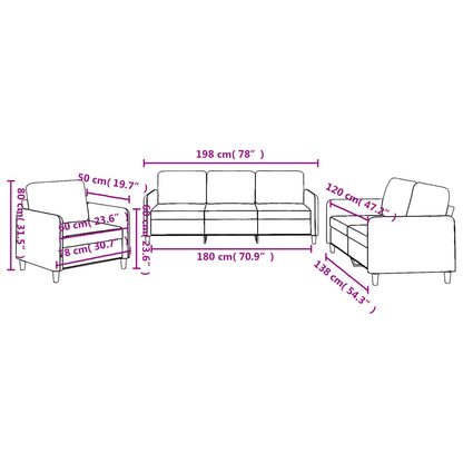 3 pcs sofa set with cushions cream color fabric