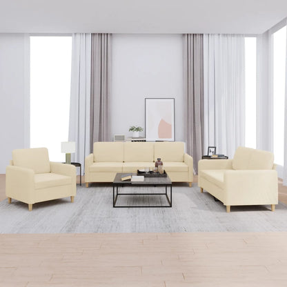 3 pcs sofa set with cushions cream color fabric
