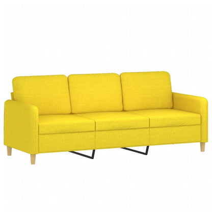 4 pcs conjunto de sofás com almofadões tecido amarelo-claro