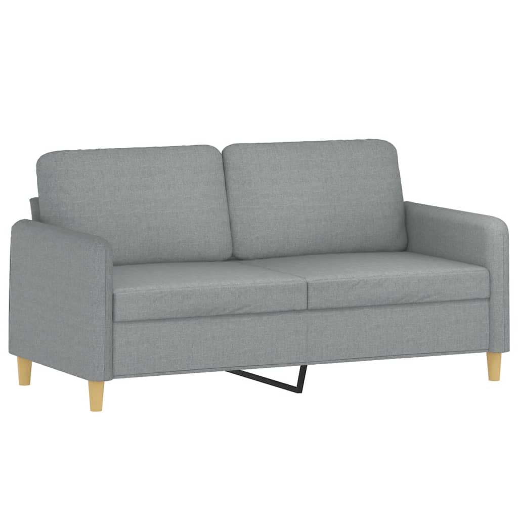 2 pcs conjunto de sofás com almofadões tecido cinzento-claro