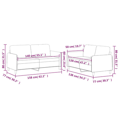 2 pcs sofa set with cushions dark grey fabric