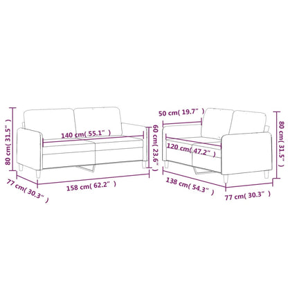 2 pcs sofa set with cushions cream color fabric