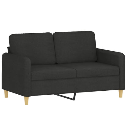2 pcs sofa set with cushions black fabric