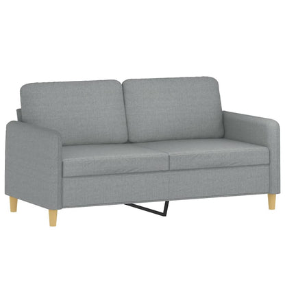 2 pcs conjunto de sofás com almofadas tecido cinzento-claro