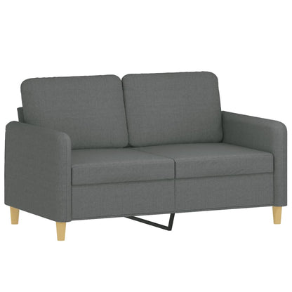 2 pcs sofa set with cushions dark grey fabric