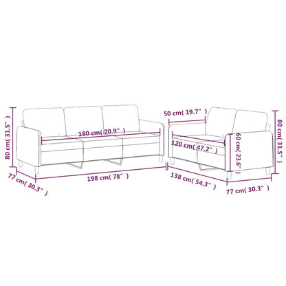 2 pcs conjunto de sofás com almofadões tecido cinza-acastanhado