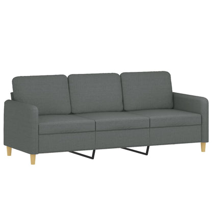3 pcs conjunto de sofás com almofadões tecido cinzento-escuro