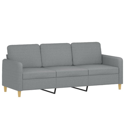 3 pcs conjunto de sofás com almofadas tecido cinzento-claro