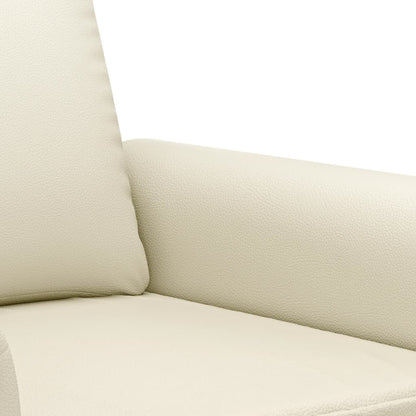 2 pcs conjunto sofás c/ almofadões couro artificial cor creme