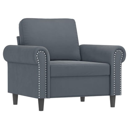 4 pcs conjunto de sofás com almofadões veludo cinzento-escuro