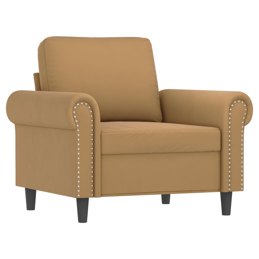 3 pcs sofa set with cushions brown velvet
