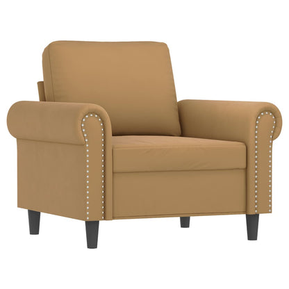 3 pcs sofa set with cushions brown velvet